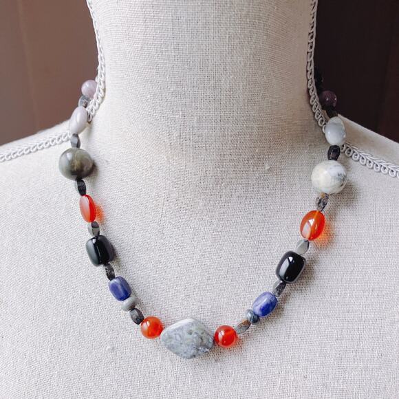 Jay King DTR Multi Gemstone Necklace, Sterling Silver Carnelian Sodalite Jasper - Picture 4 of 12